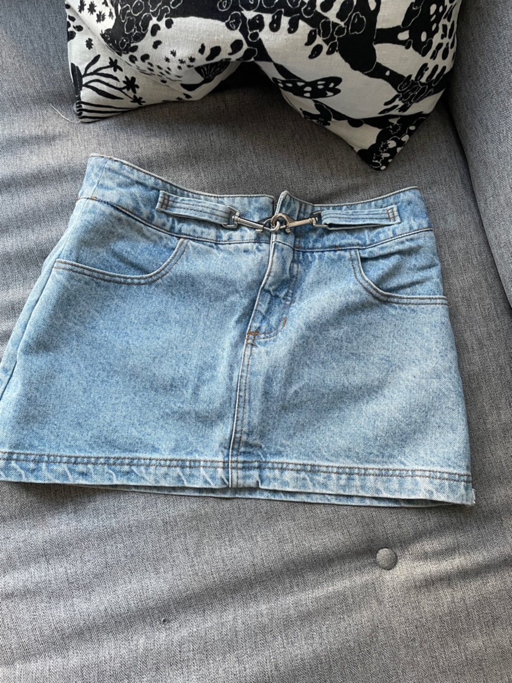 Vintage Light Blue Denim Mini Skirt - Casual Women's Jean Skirt low rise